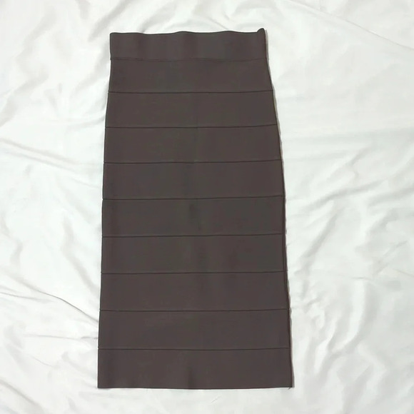 BCBGMAXAZRIA Leger Knit Bandage Pencil Skirt, Color Dark Fatigue Size XXS - Picture 1 of 12